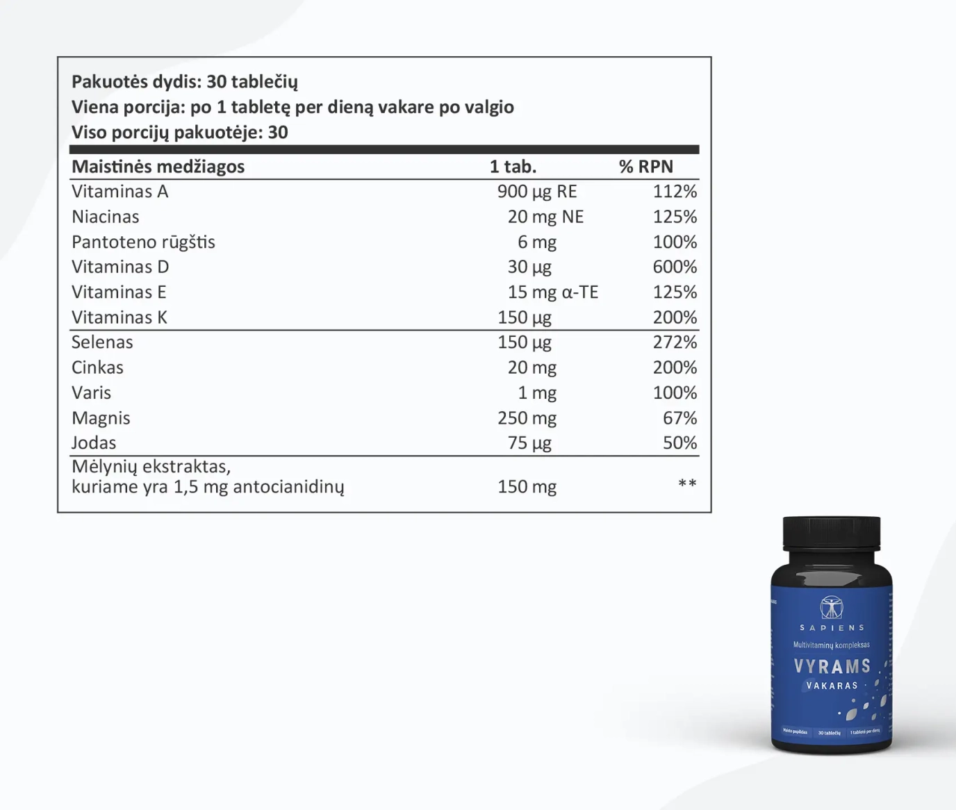 Vitaminų Rinkinys Vyrams