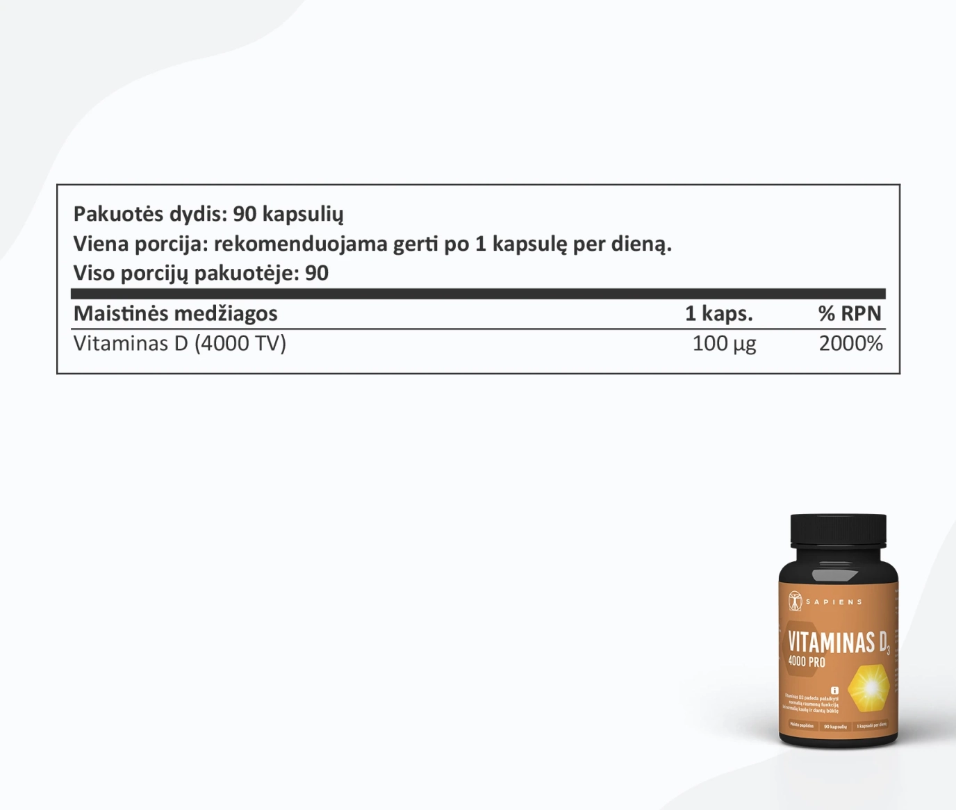 Vitaminas D3 4000 PRO