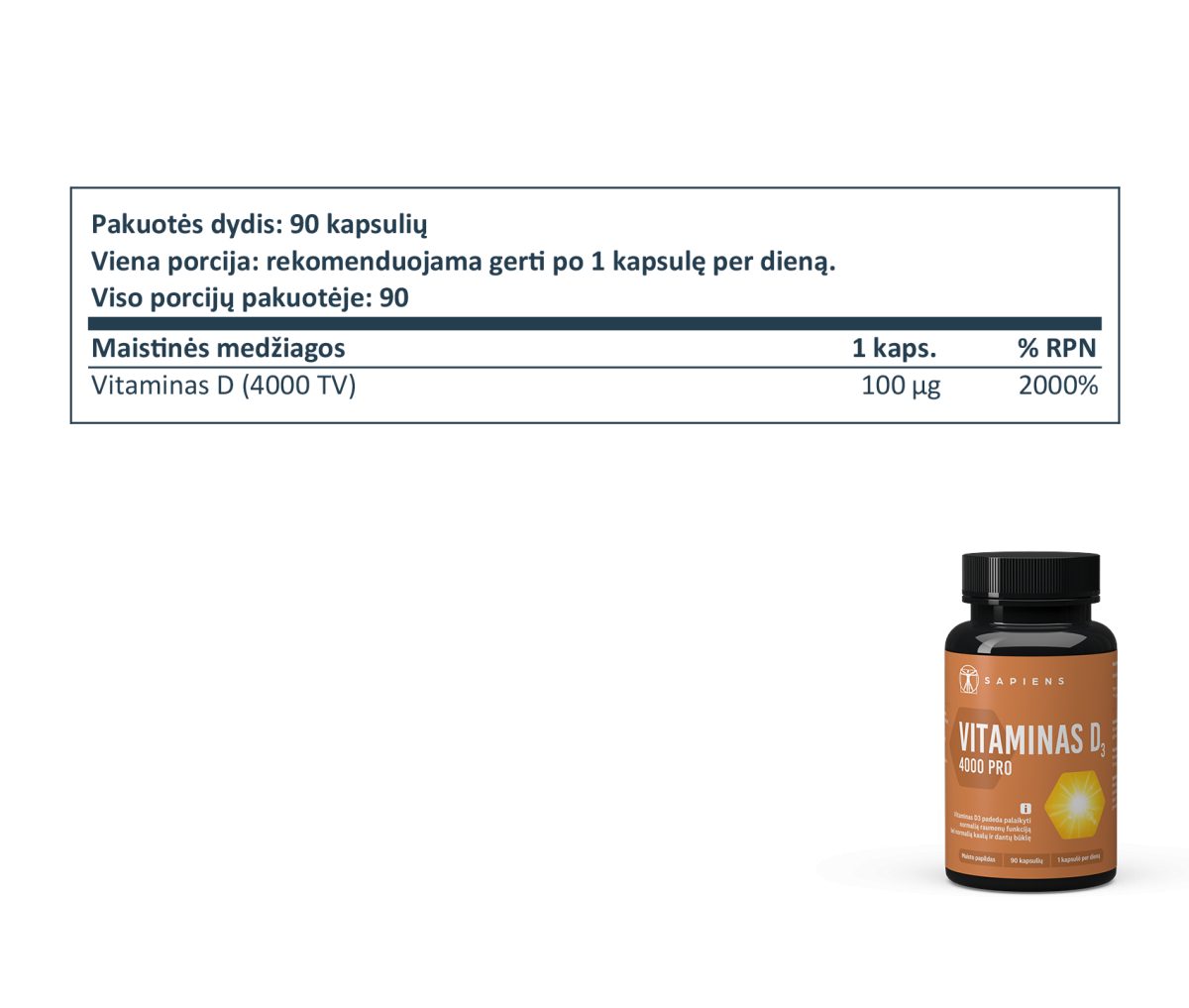 Vitaminas D3 4000 PRO