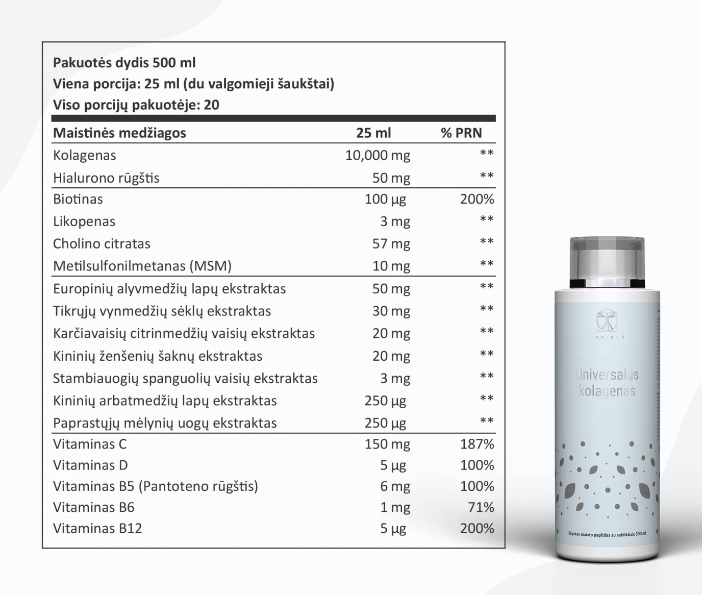 Vitaminų ir kolageno plaukams rinkinys
