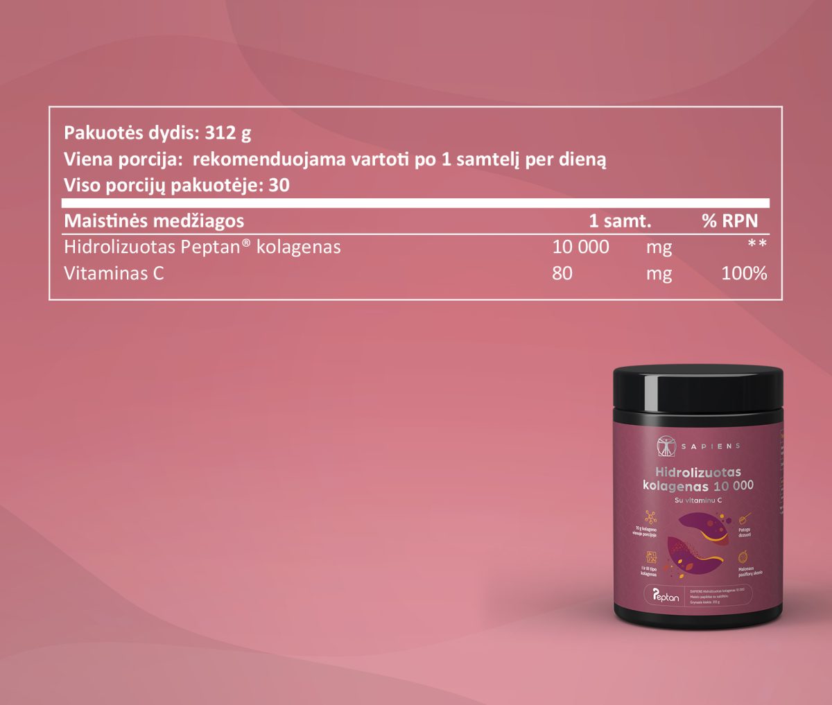 Grynas kolagenas (su vit. C)