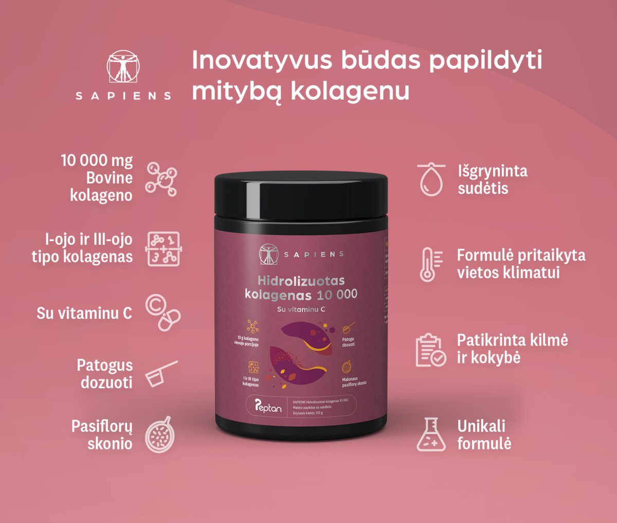 Grynas kolagenas (su vit. C)