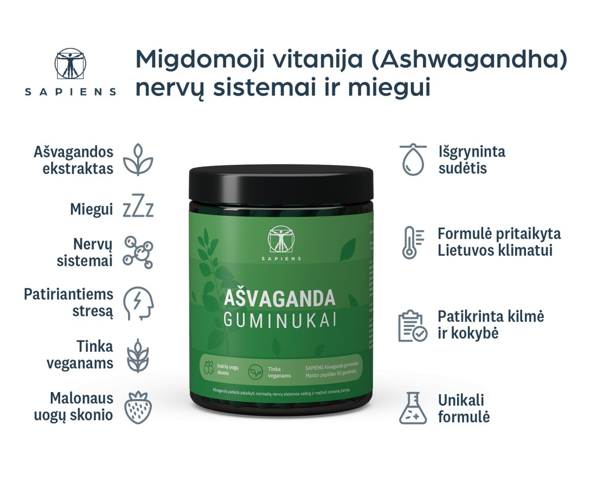 Ašvaganda guminukai 1+1
