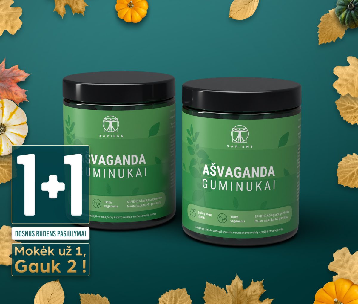 Ašvaganda guminukai 1+1