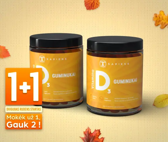 Vitamino D3 guminukai 1+1