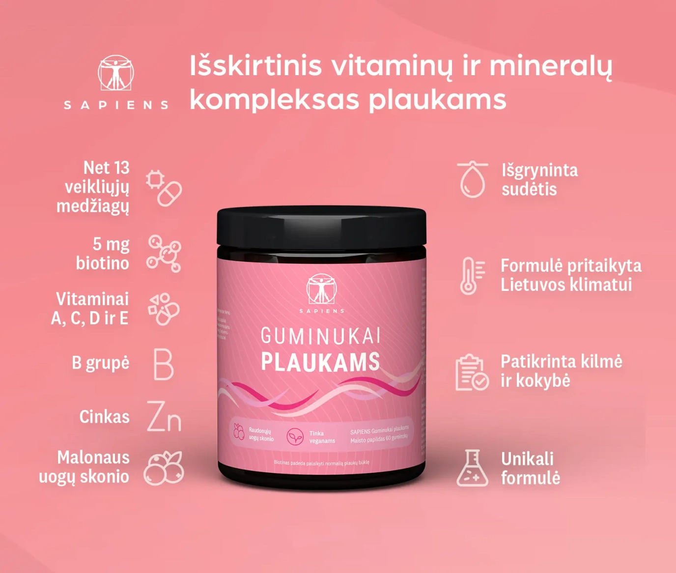 Guminukai plaukams 1+1