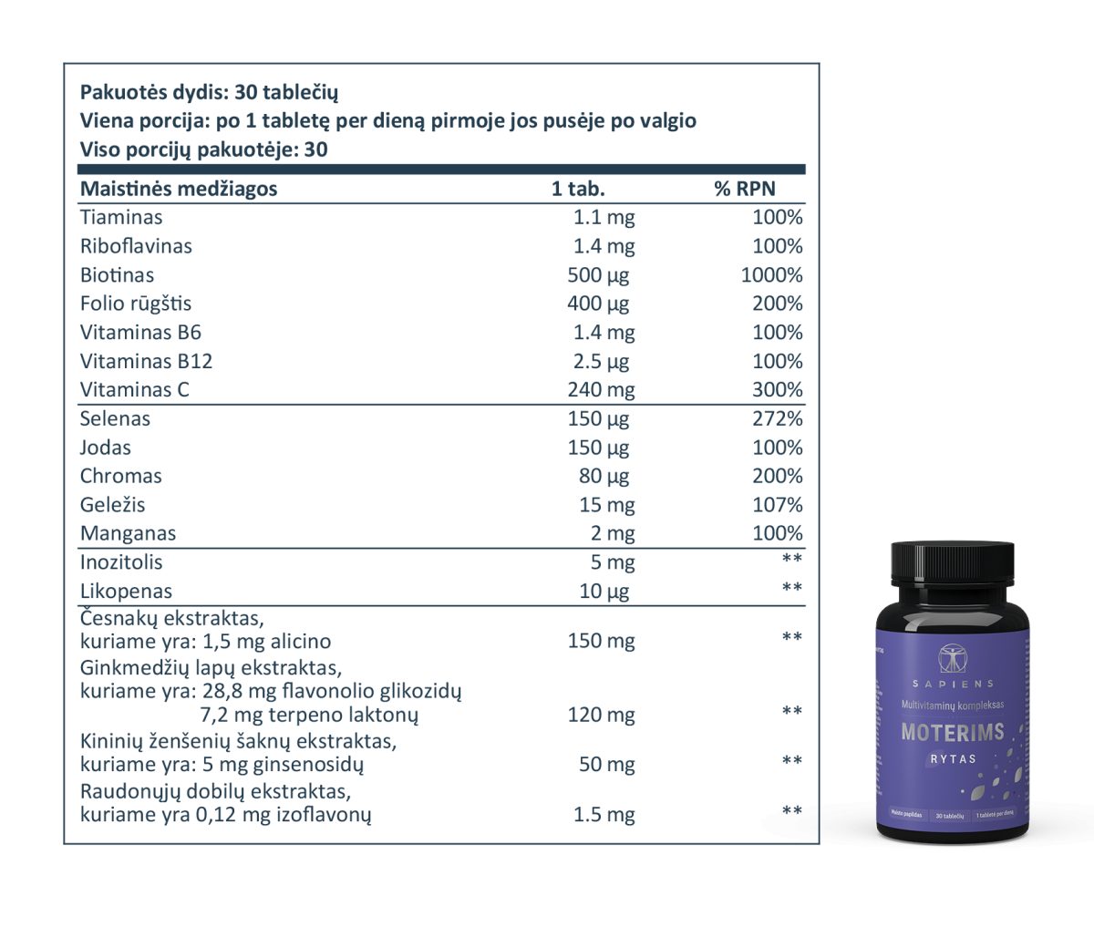 Multivitaminų kompleksas Moterims