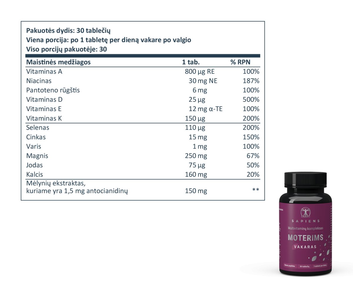 Multivitaminų kompleksas Moterims