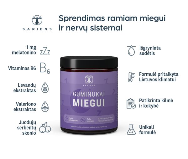 Guminukai miegui (su melatoninu) 1+1