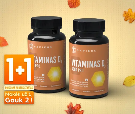 Vitaminas D3 4000 PRO 1+1