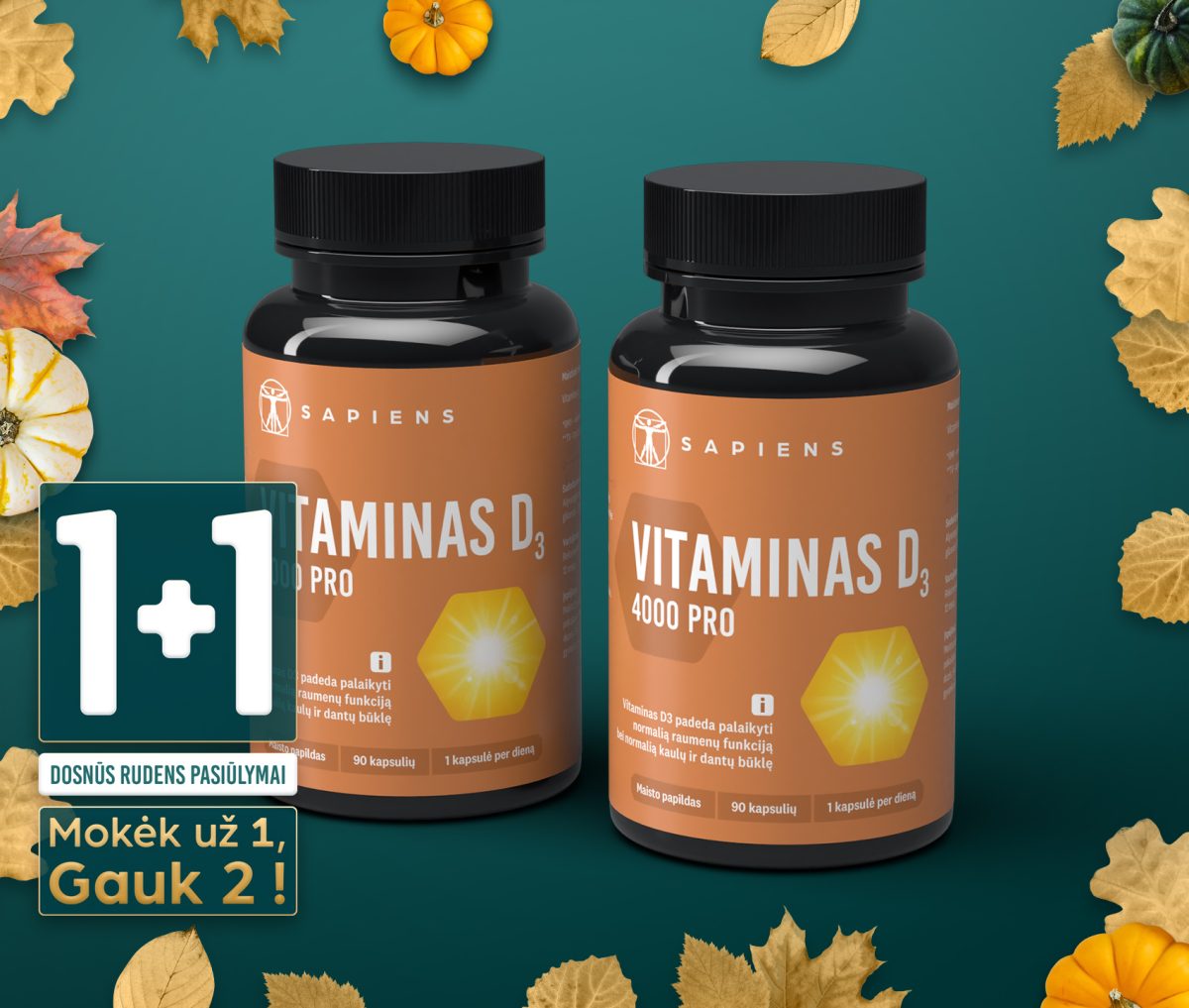 Vitaminas D3 4000 PRO 1+1