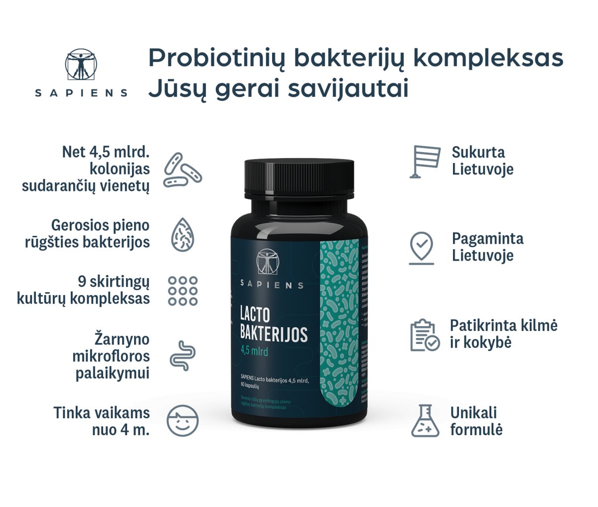 Lacto bakterijos 4,5 mlrd
