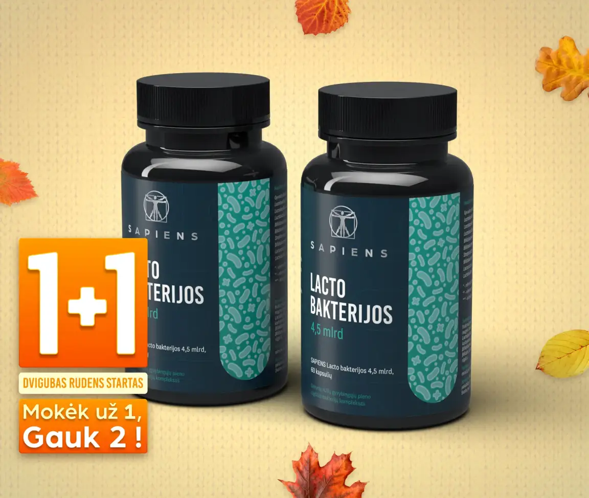 Lacto bakterijos 4,5 mlrd 1+1