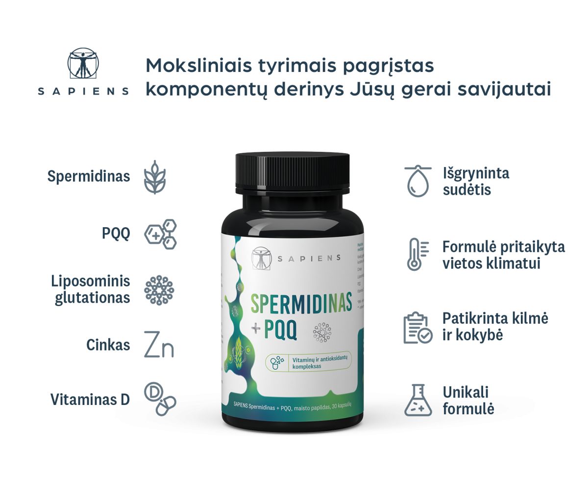 Spermidinas + PQQ