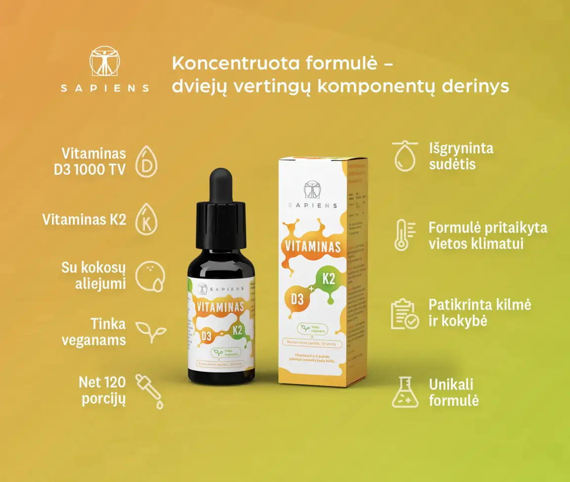 Vitaminas D3 + K2