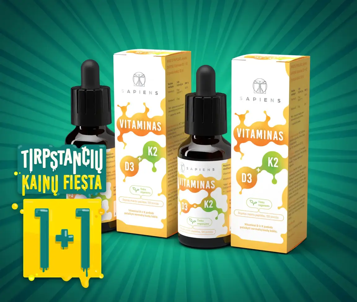 Vitaminas D3 + K2 1+1