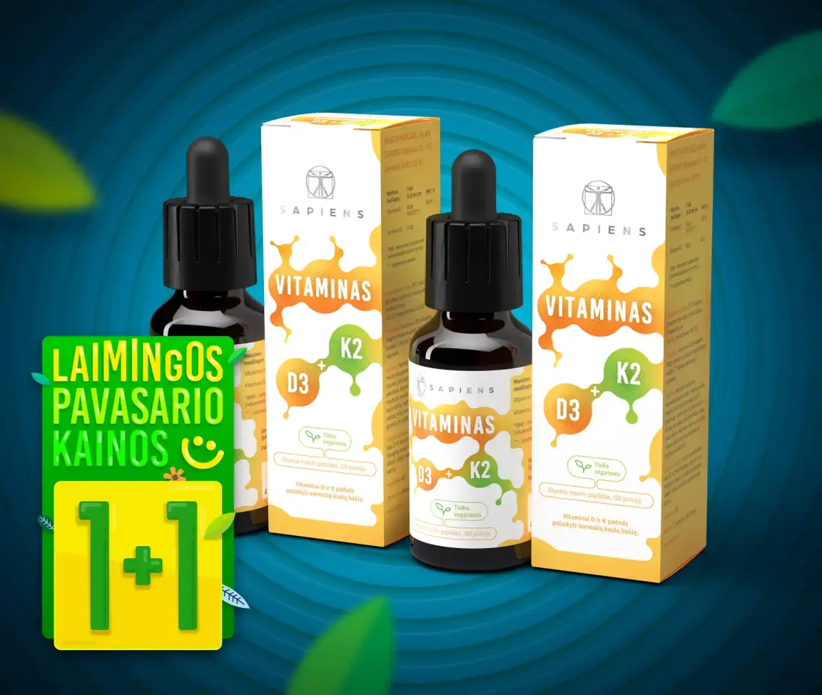 Vitaminas D3 + K2 1+1