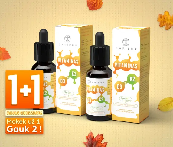 Vitaminas D3 + K2 1+1
