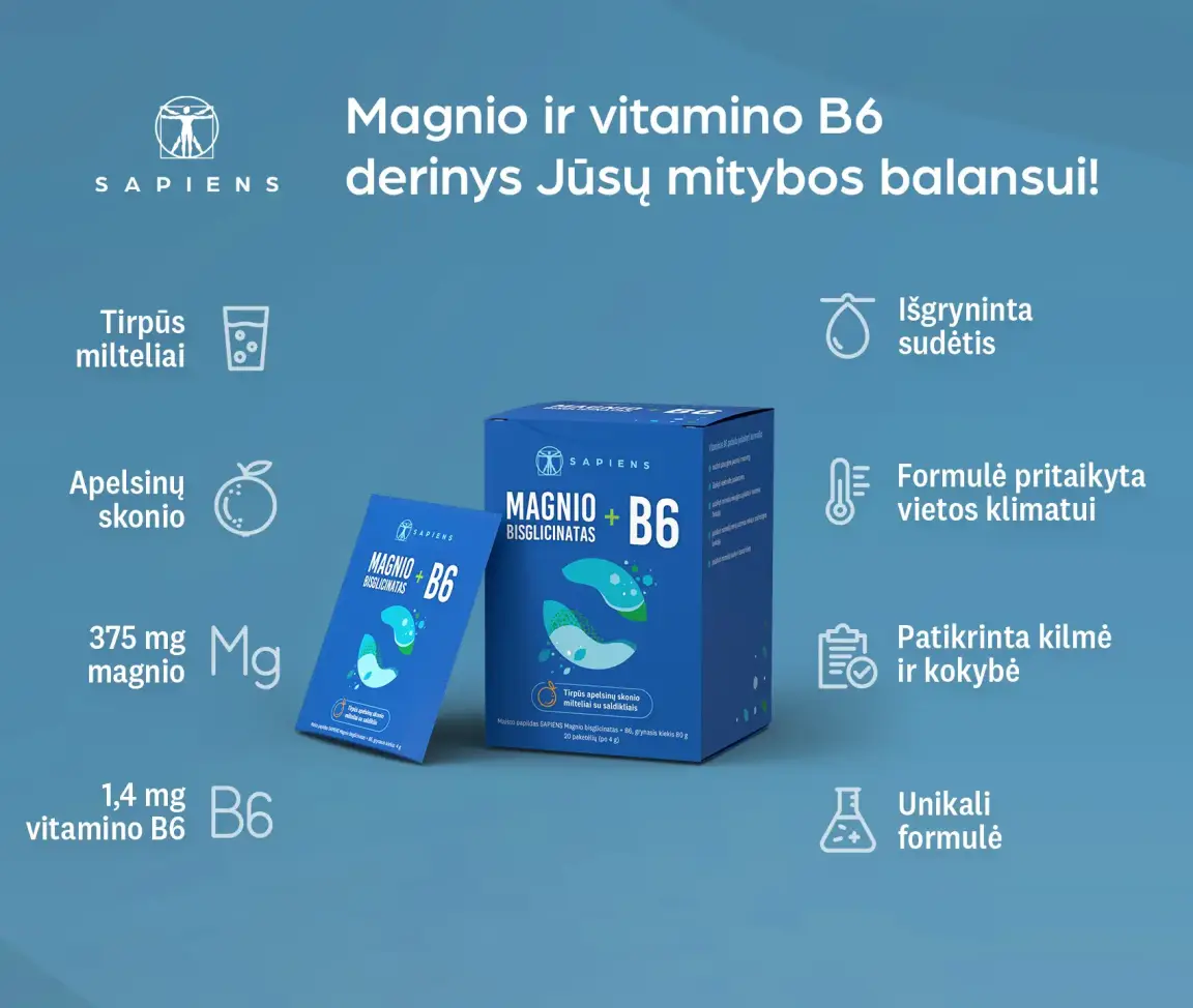 Magnio bisglicinatas + B6