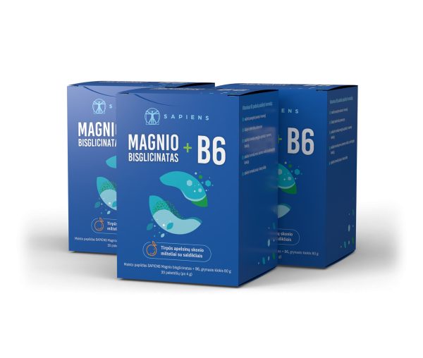 Magnio bisglicinato + B6 x 3 rinkinys
